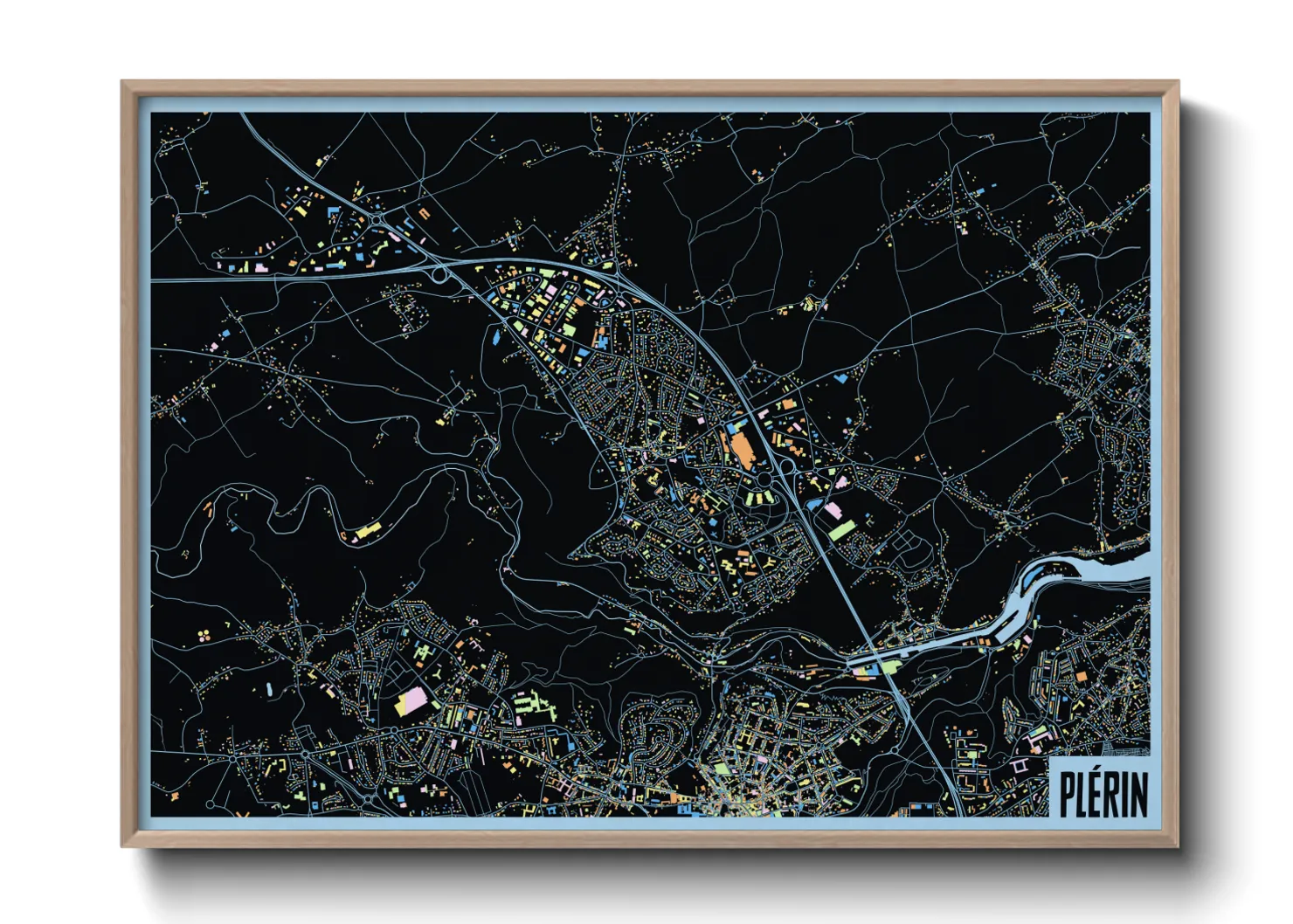 Une affiche de carte sur Plérin