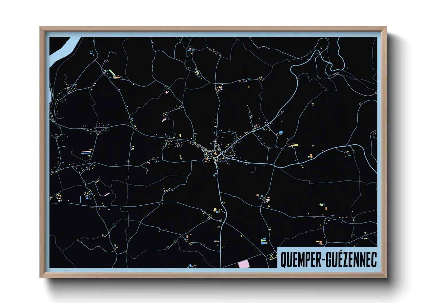 Une affiche de carte sur Quemper-Guézennec