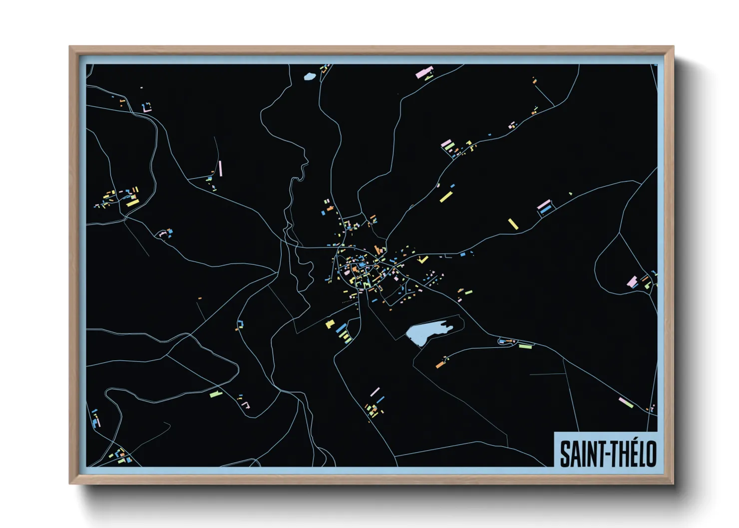 Une affiche de carte sur Saint-Thélo