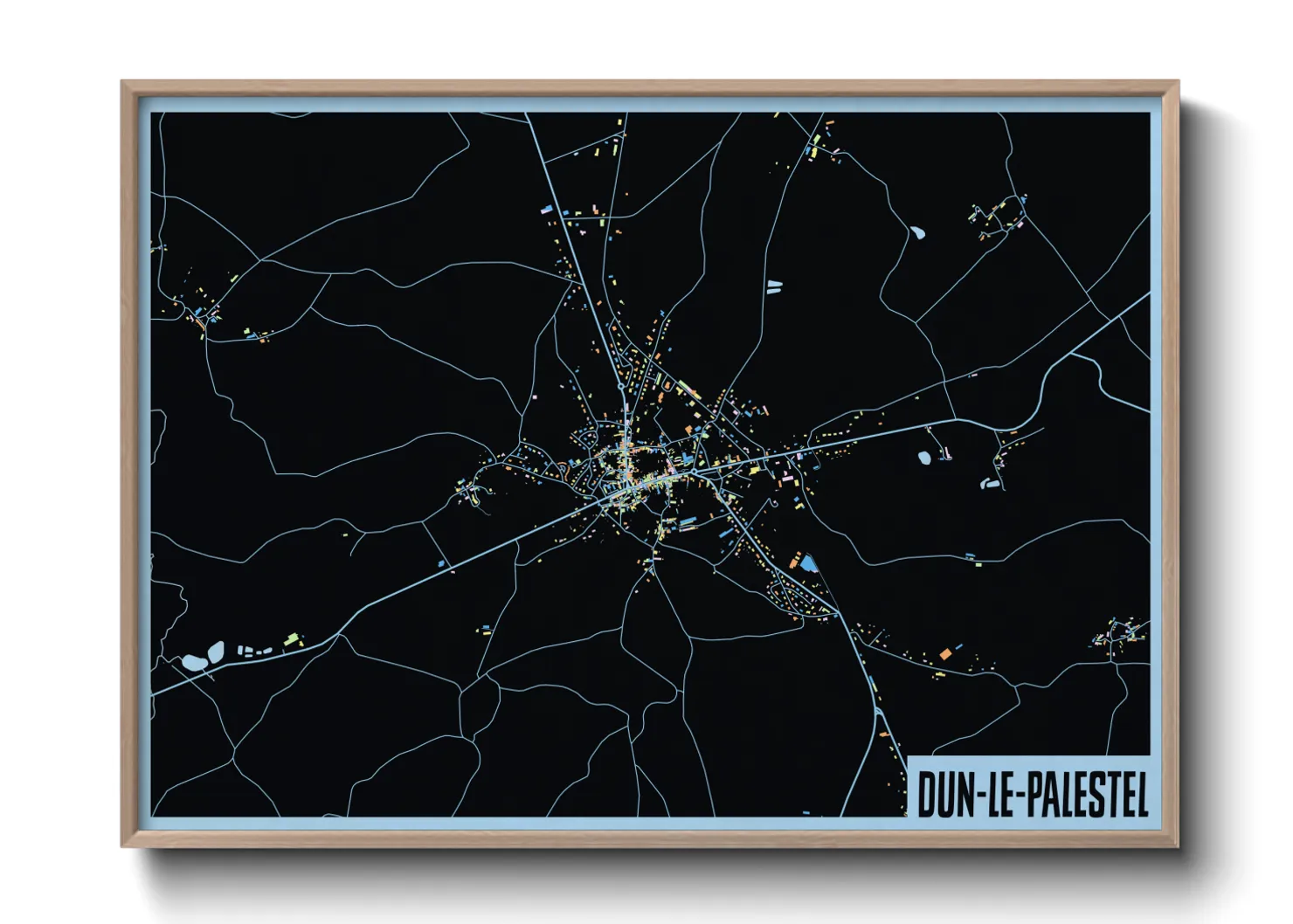 Une affiche de carte sur Dun-le-Palestel