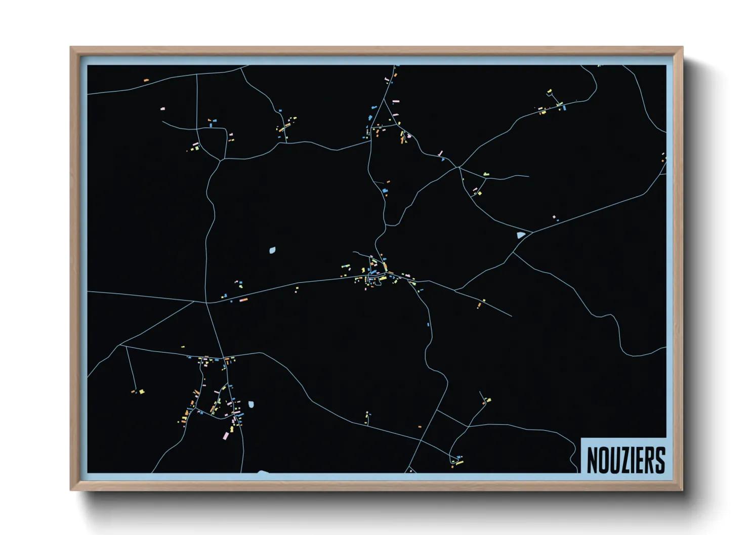 Une affiche de carte sur Nouziers