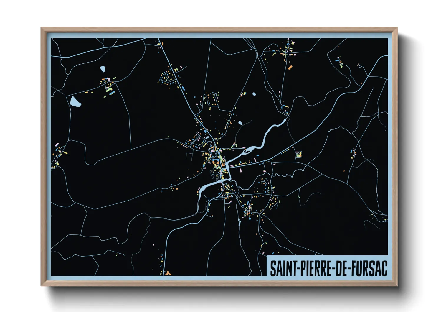 Une affiche de carte sur Saint-Pierre-de-Fursac