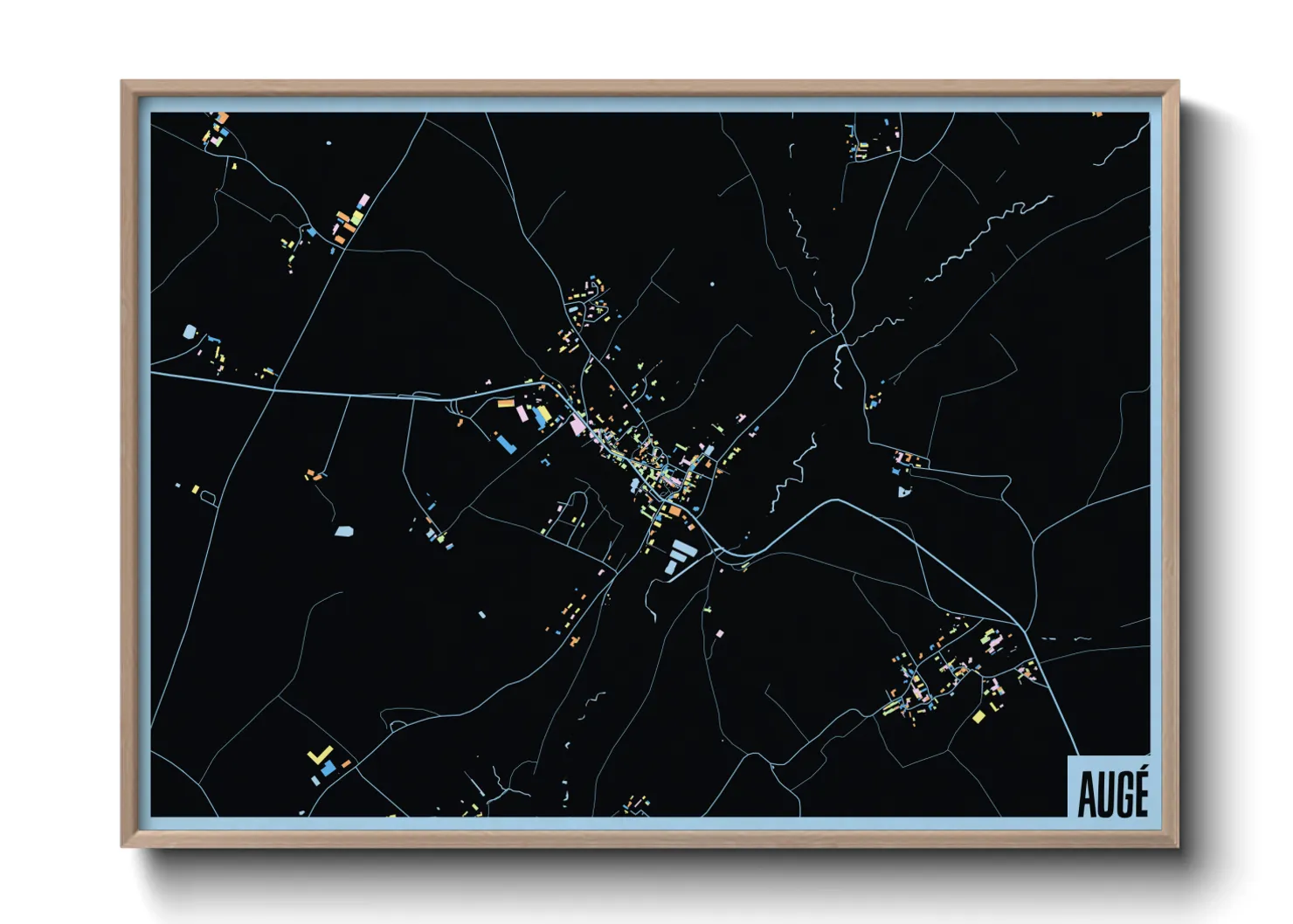 Une affiche de carte sur Augé