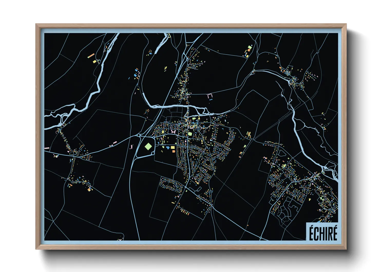 Une affiche de carte sur Échiré