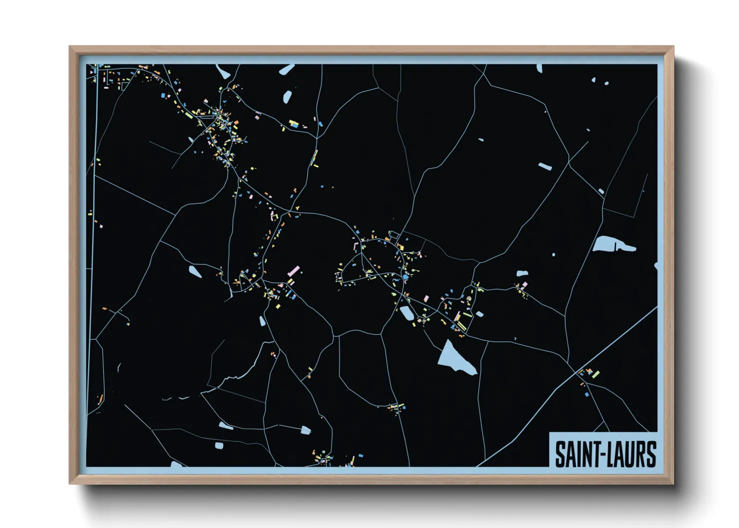 Une affiche de carte sur Saint-Laurs