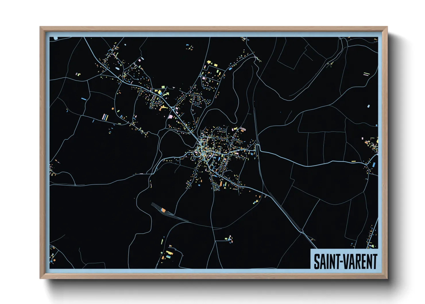 Une affiche de carte sur Saint-Varent