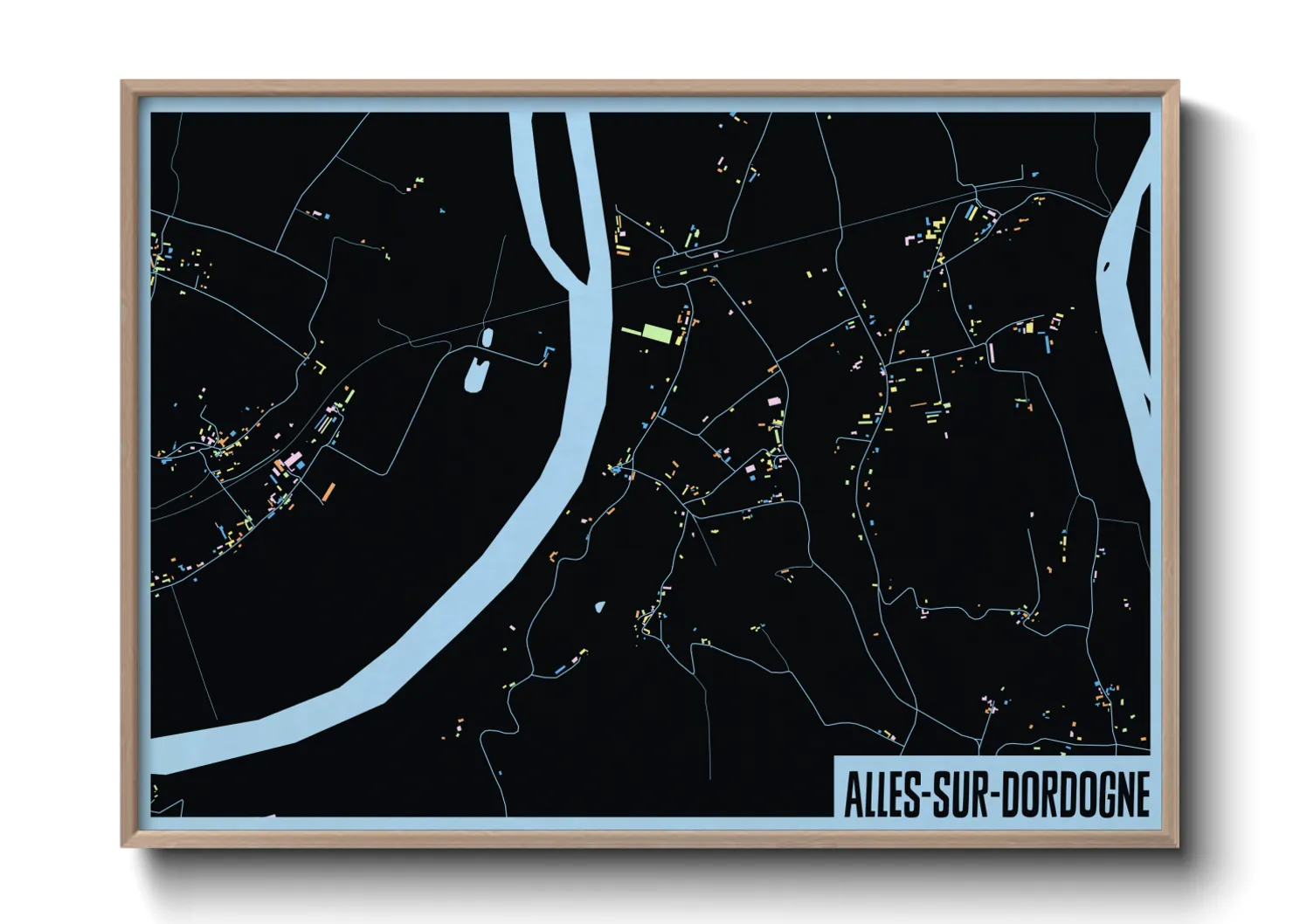 Une affiche de carte sur Alles-sur-Dordogne