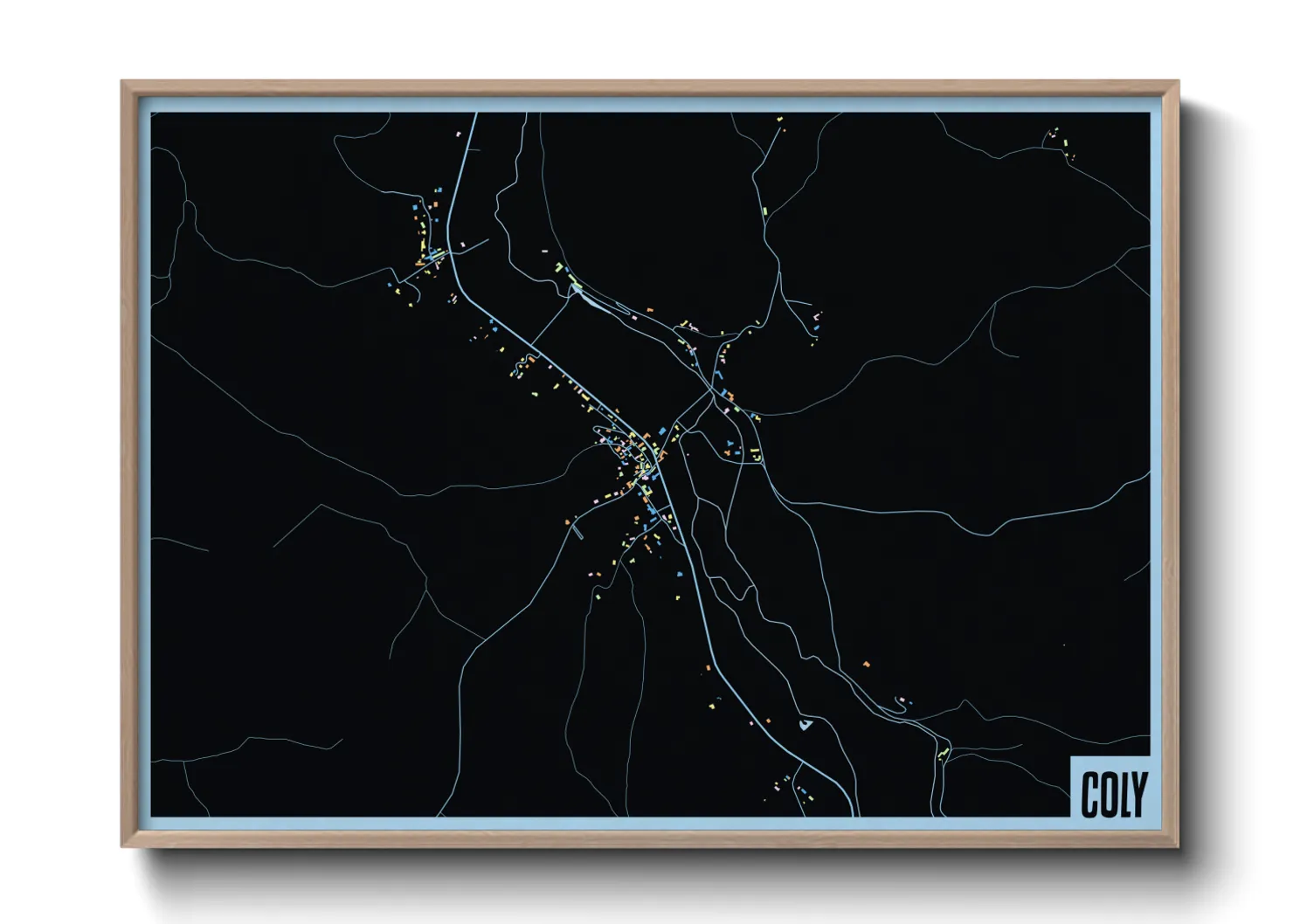 Une affiche de carte sur Coly