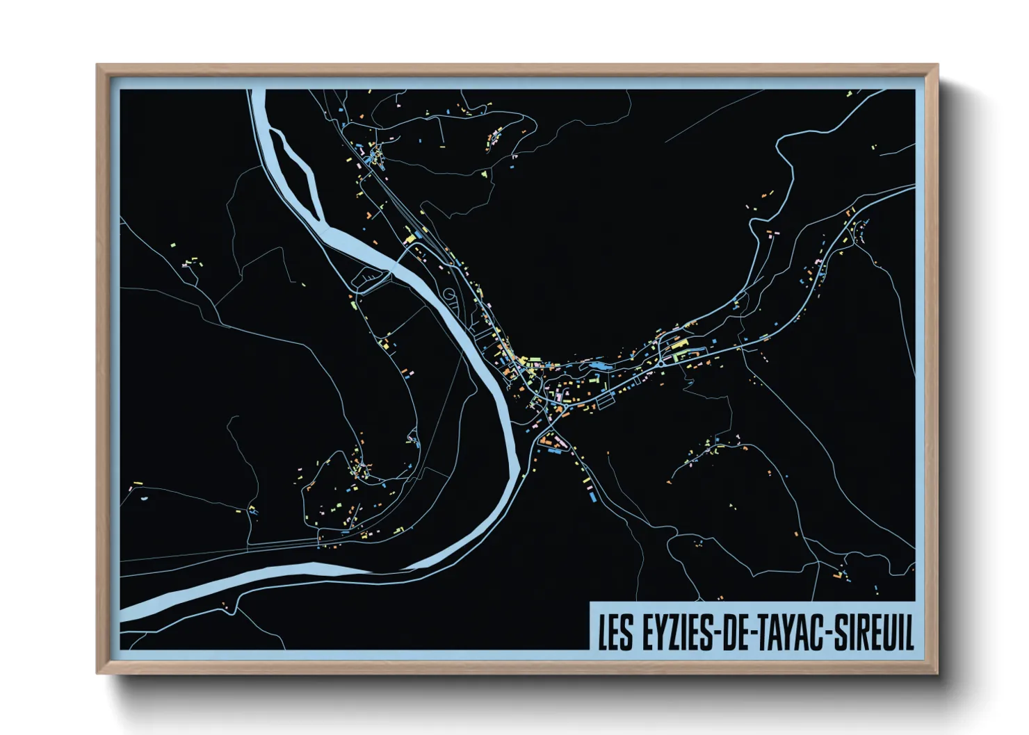 Une affiche de carte sur Les Eyzies-de-Tayac-Sireuil