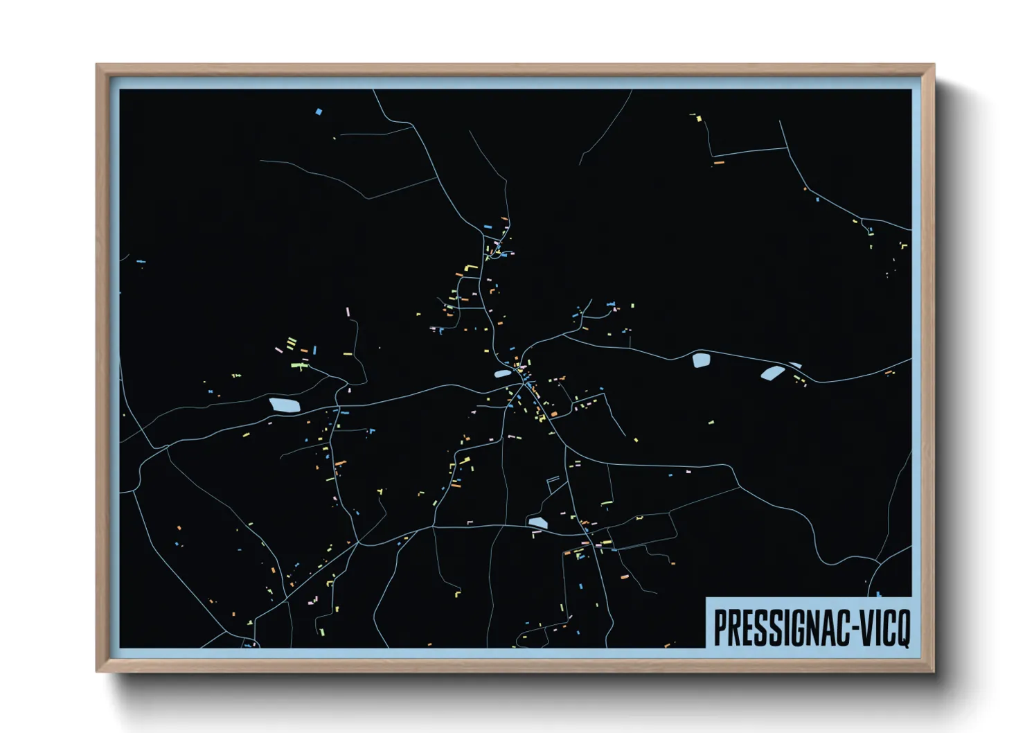 Une affiche de carte sur Pressignac-Vicq