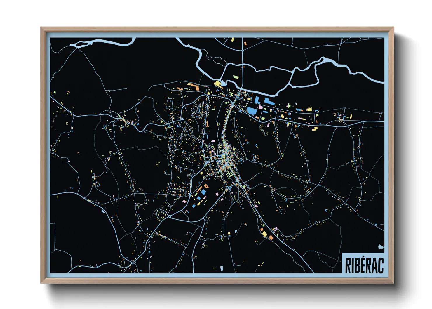 Une affiche de carte sur Ribérac