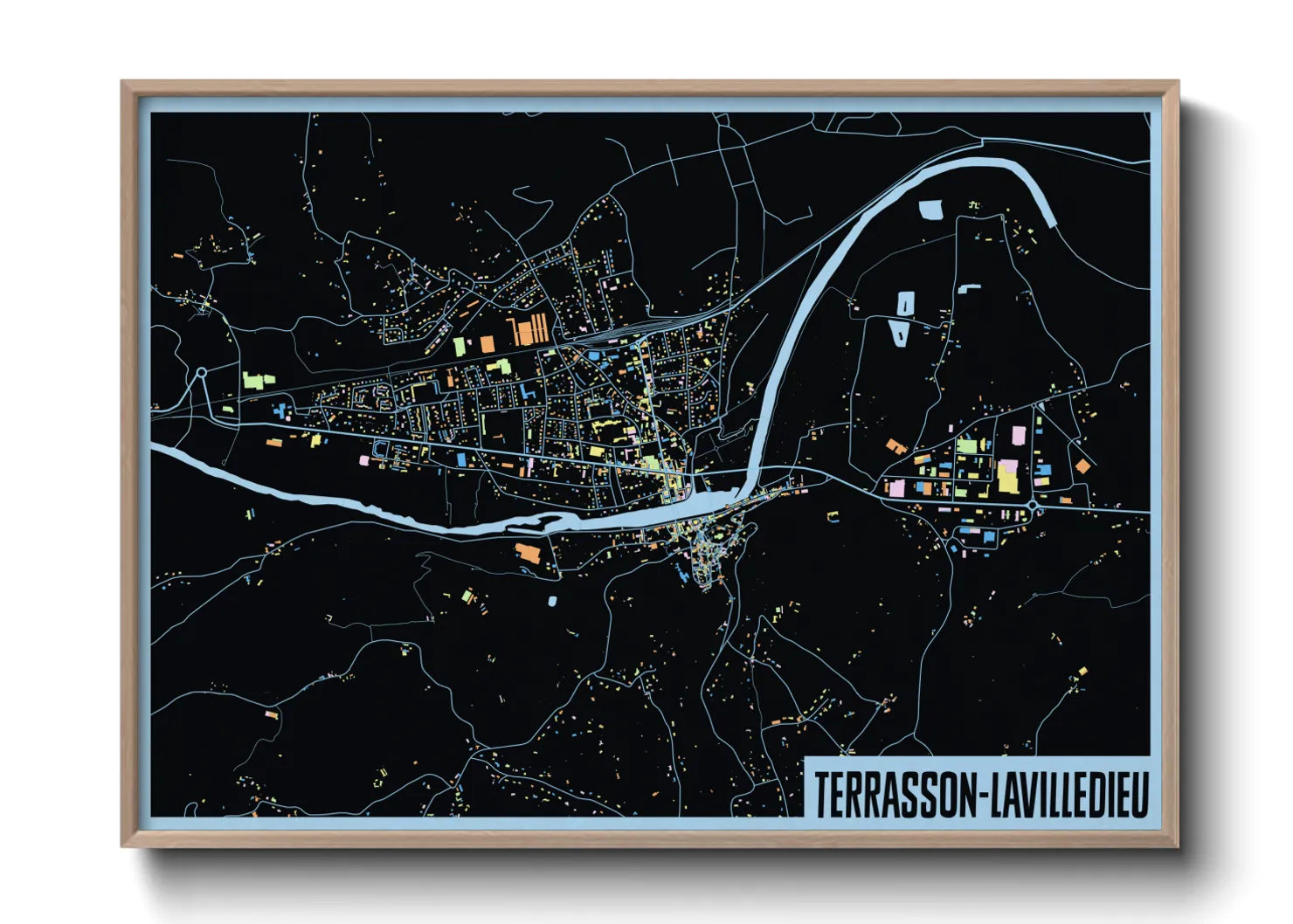 Une affiche de carte sur Terrasson-Lavilledieu