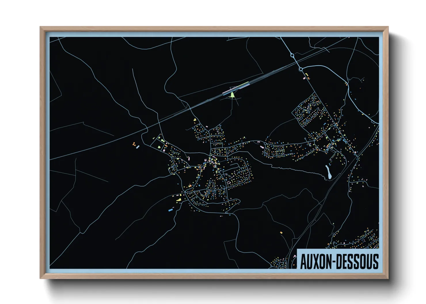 Une affiche de carte sur Auxon-Dessous