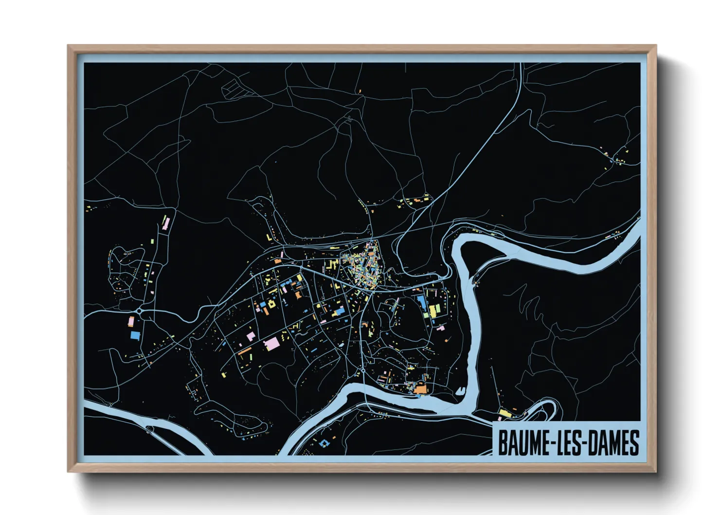 Une affiche de carte sur Baume-les-Dames