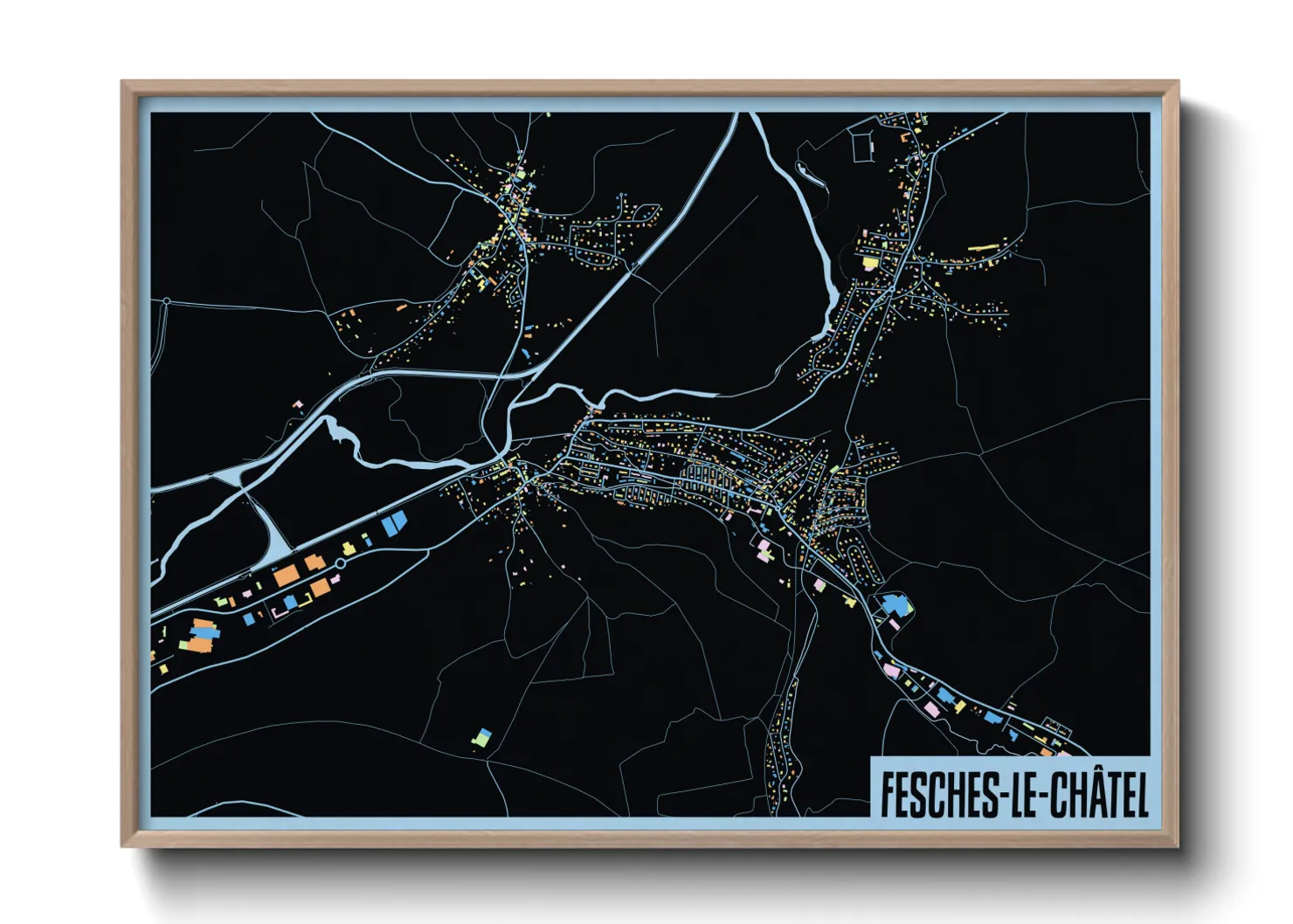 Une affiche de carte sur Fesches-le-Châtel