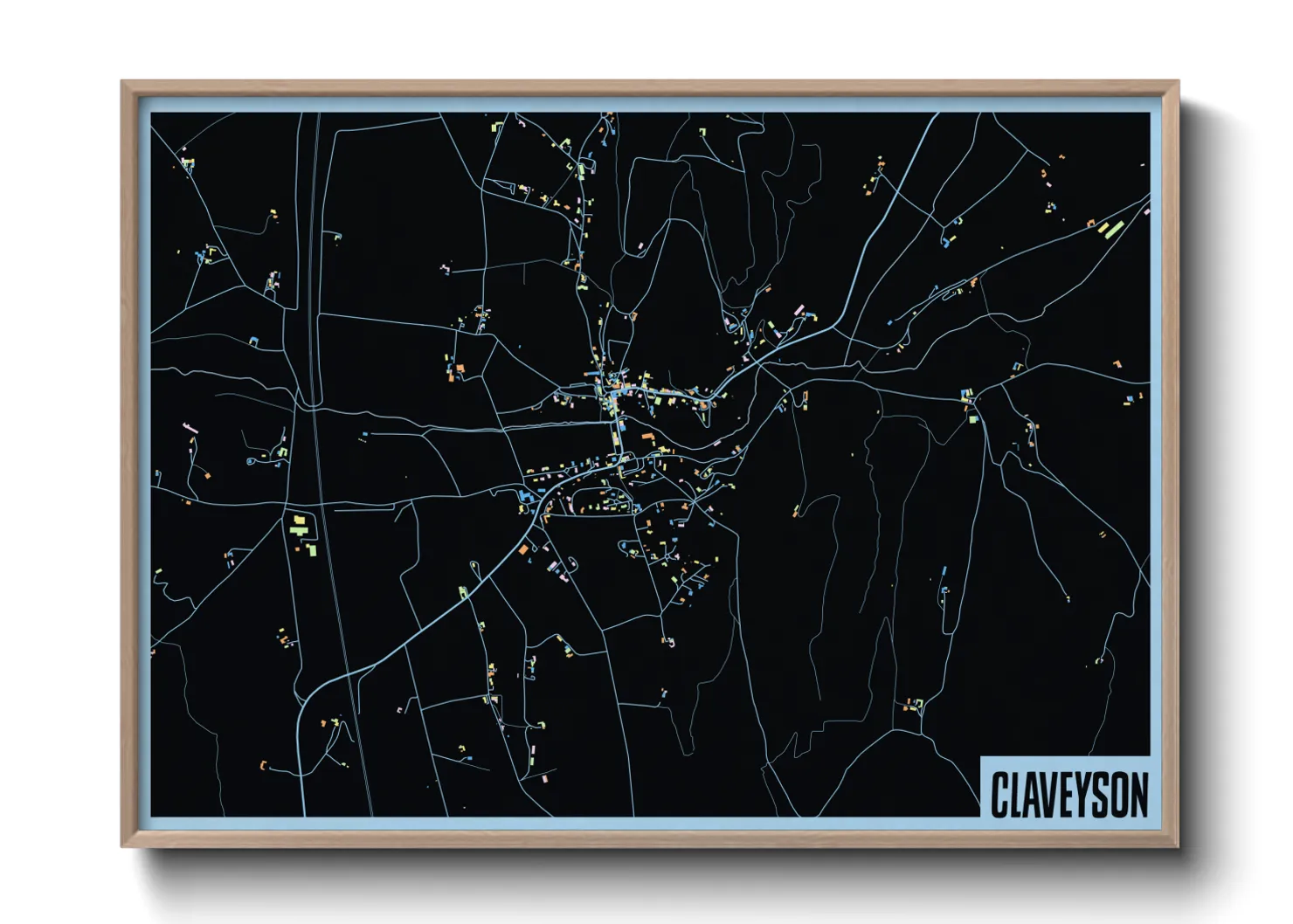 Une affiche de carte sur Claveyson