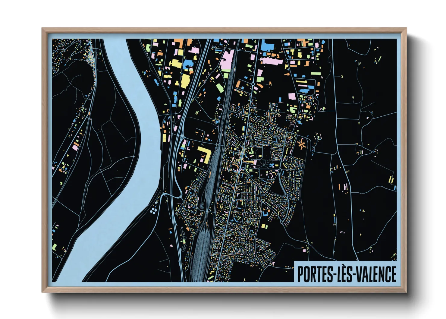Une affiche de carte sur Portes-lès-Valence