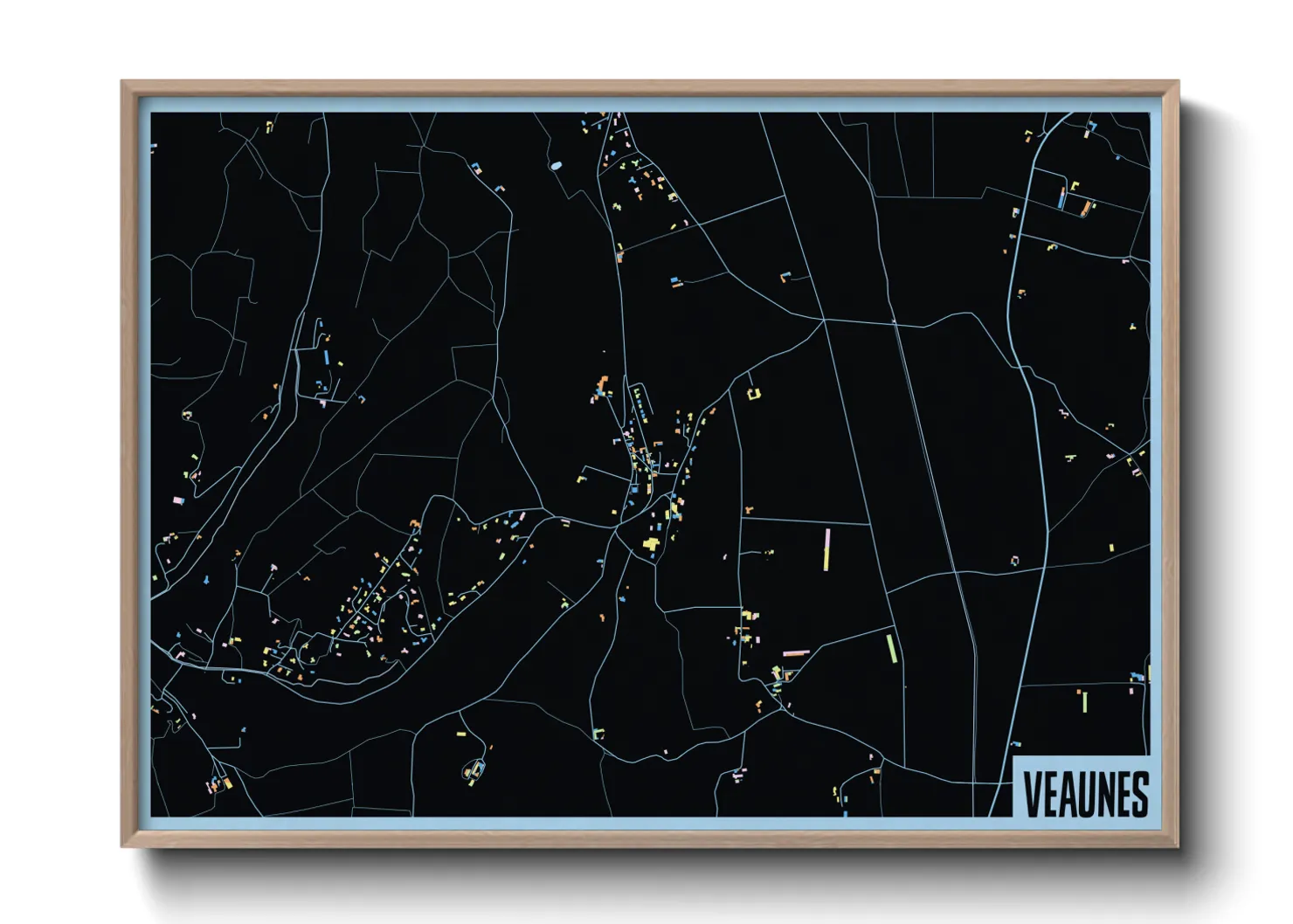Une affiche de carte sur Veaunes