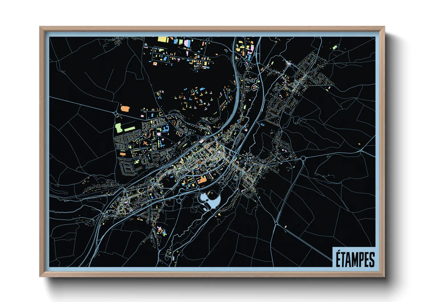 Une affiche de carte sur Étampes