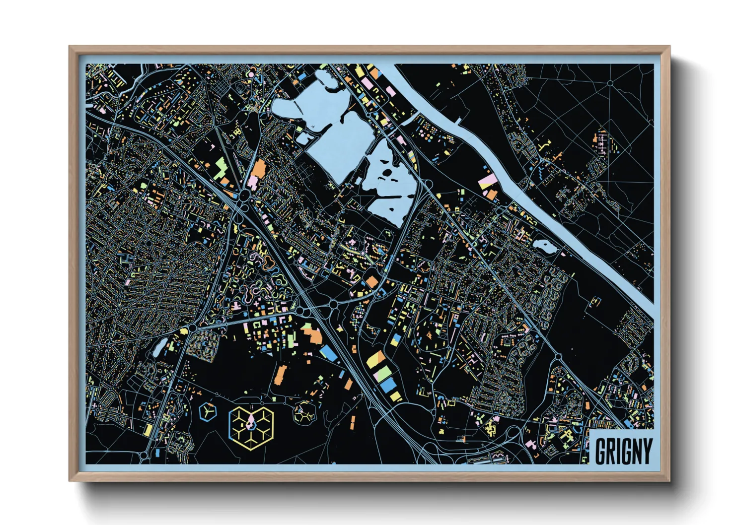 Une affiche de carte sur Grigny