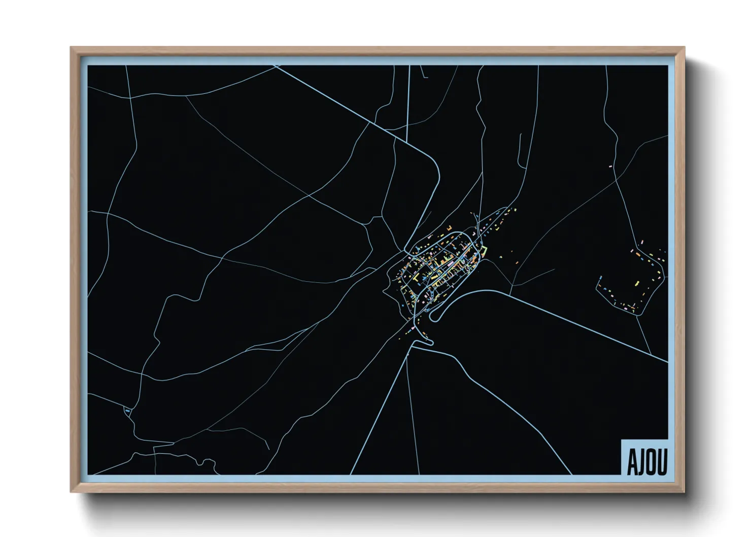 Une affiche de carte sur Ajou