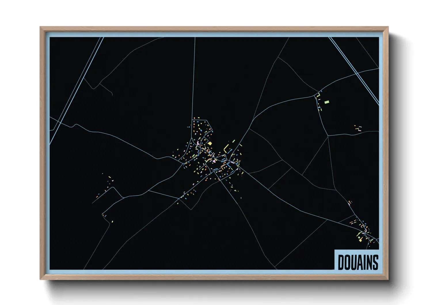 Une affiche de carte sur Douains