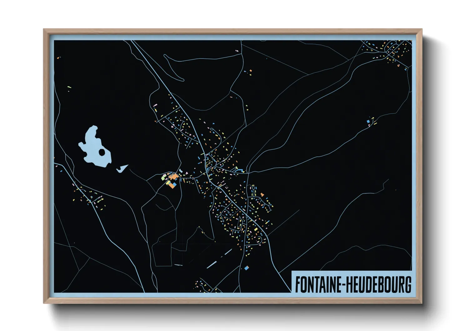 Une affiche de carte sur Fontaine-Heudebourg