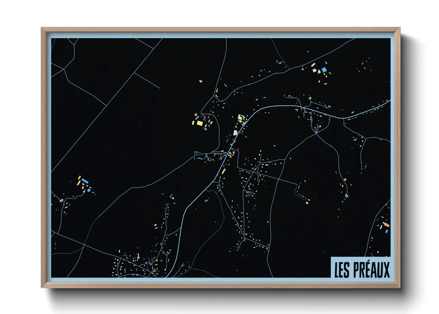 Une affiche de carte sur Les Préaux