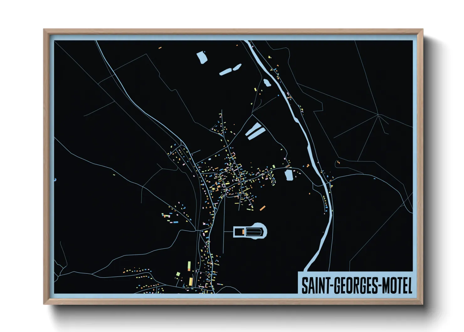 Une affiche de carte sur Saint-Georges-Motel