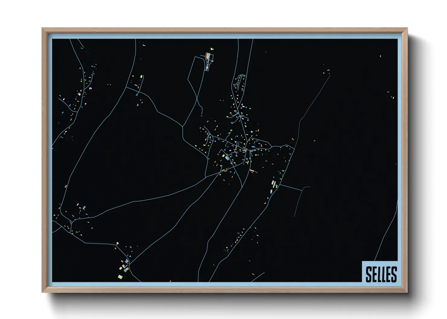 Une affiche de carte sur Selles