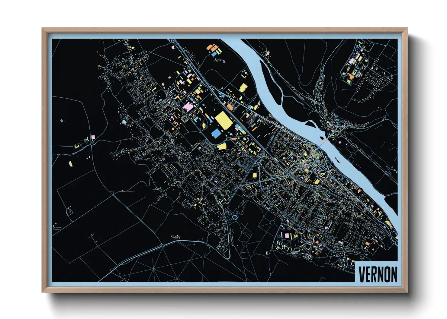 Une affiche de carte sur Vernon