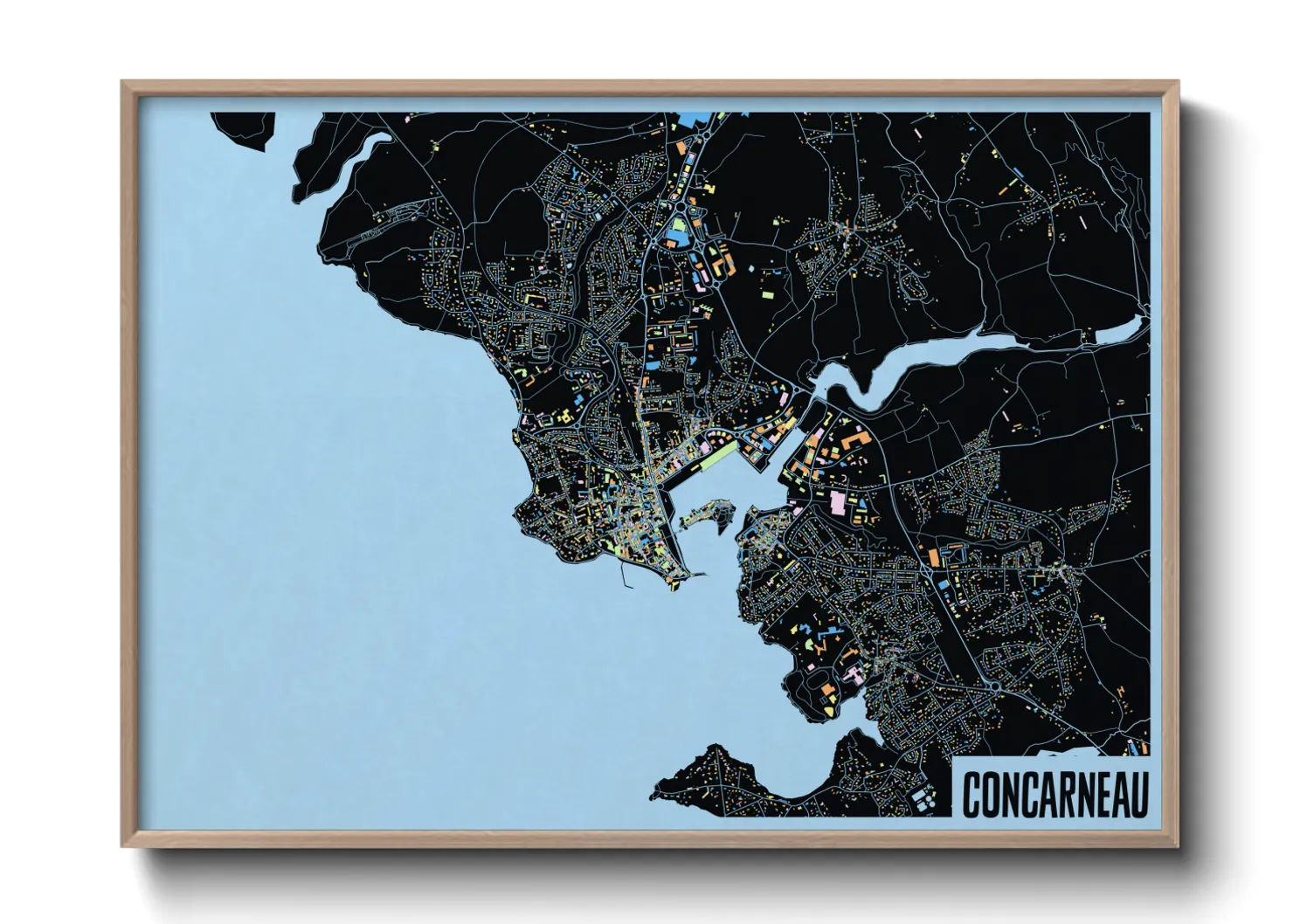 Une affiche de carte sur Concarneau
