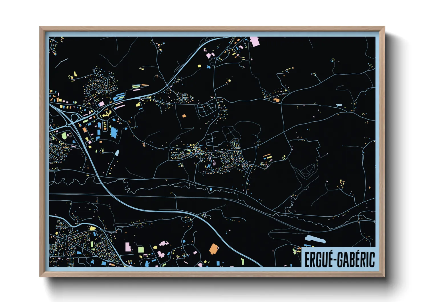 Une affiche de carte sur Ergué-Gabéric