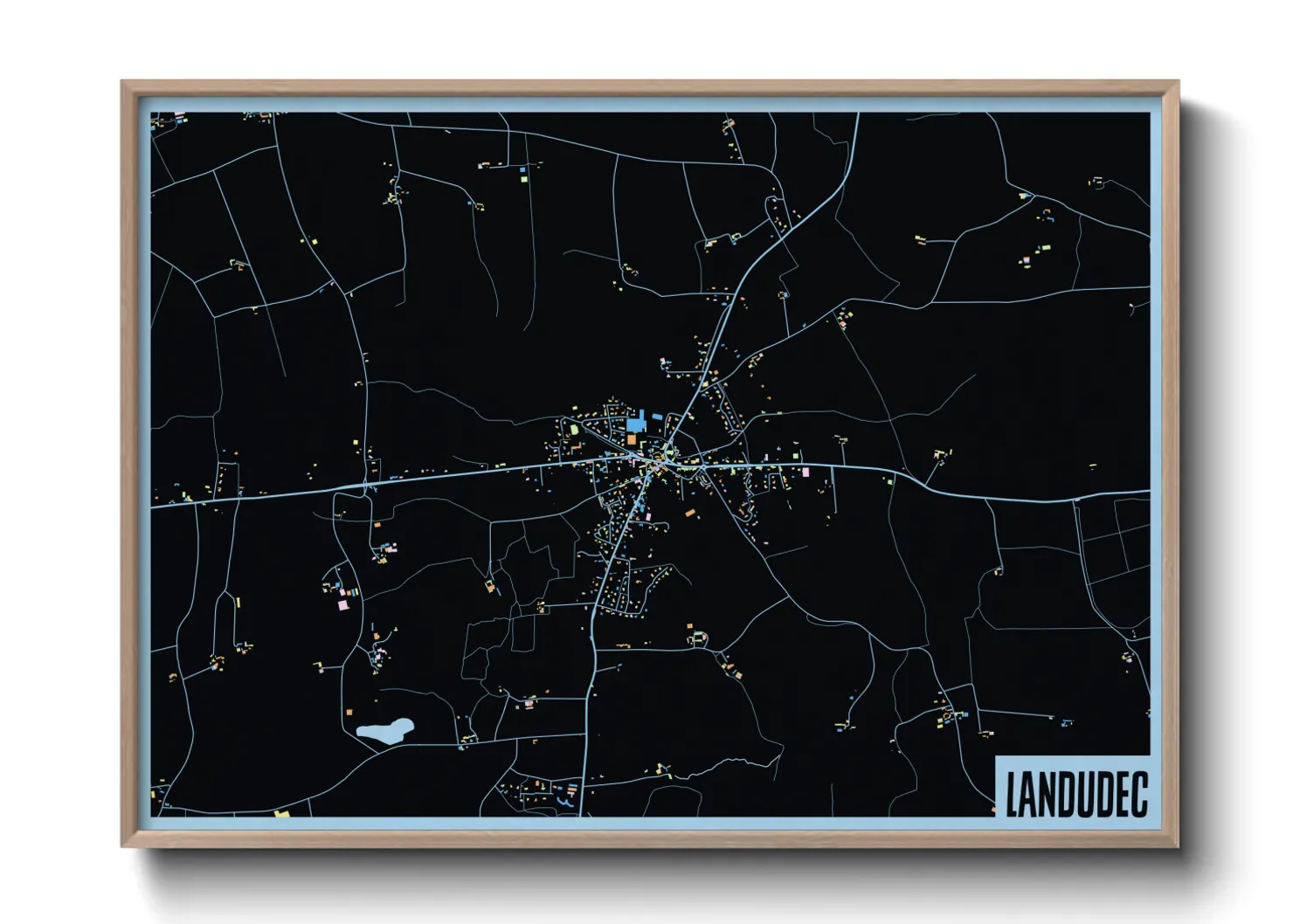 Une affiche de carte sur Landudec
