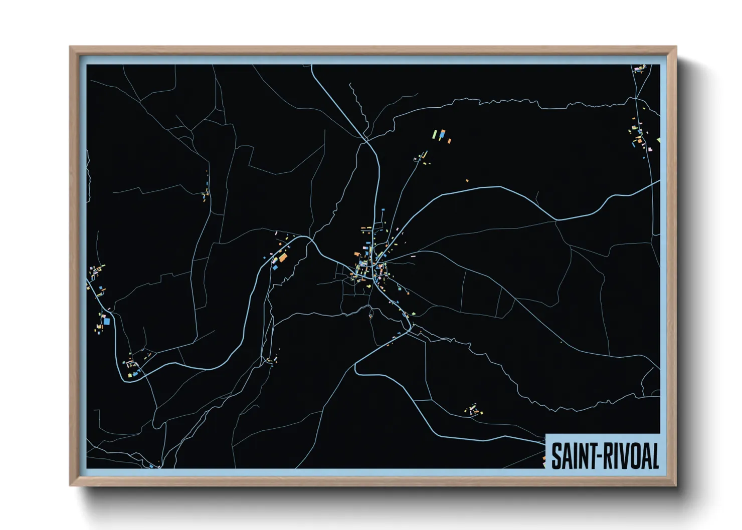 Une affiche de carte sur Saint-Rivoal