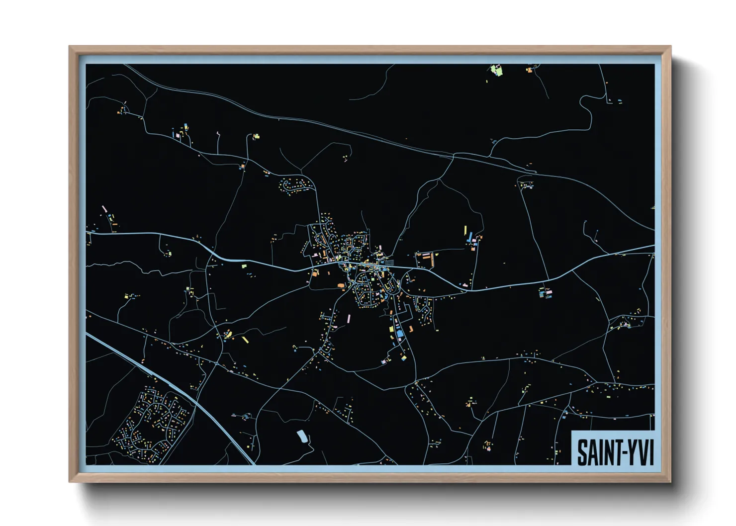 Une affiche de carte sur Saint-Yvi