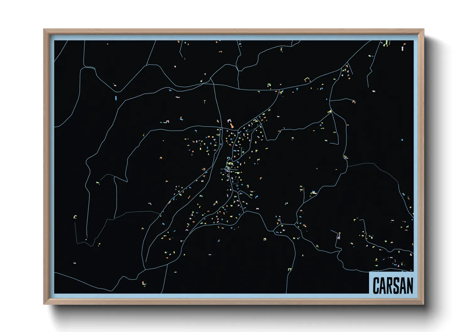 Une affiche de carte sur Carsan