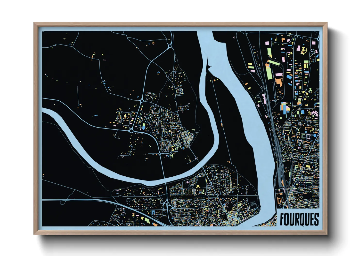 Une affiche de carte sur Fourques