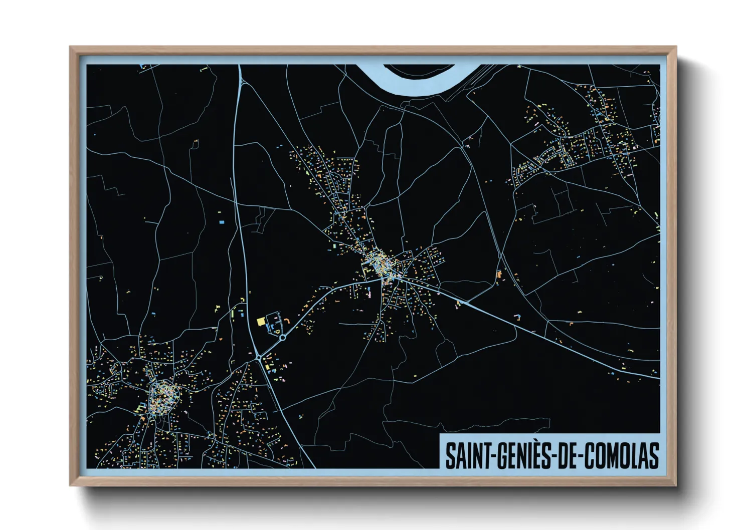 Une affiche de carte sur Saint-Geniès-de-Comolas