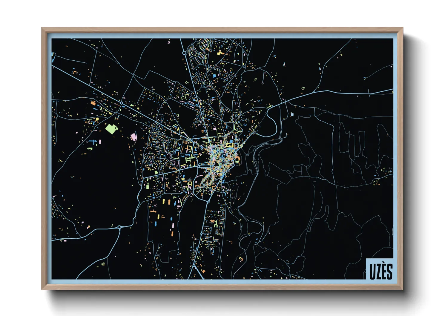 Une affiche de carte sur Uzès