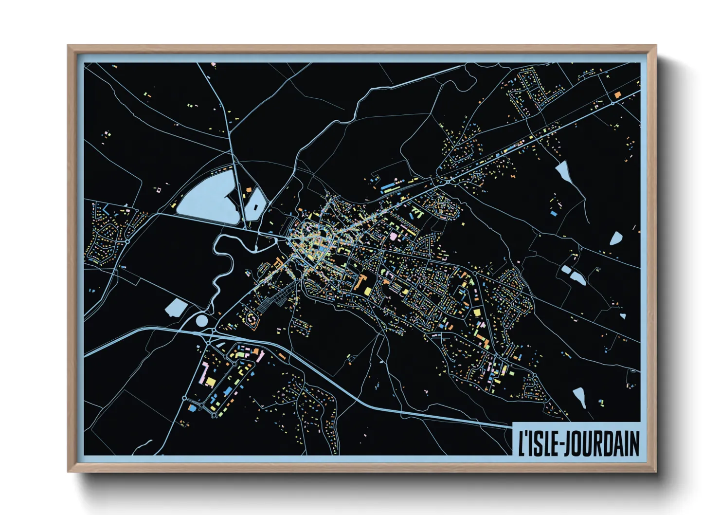 Une affiche de carte sur L'Isle-Jourdain