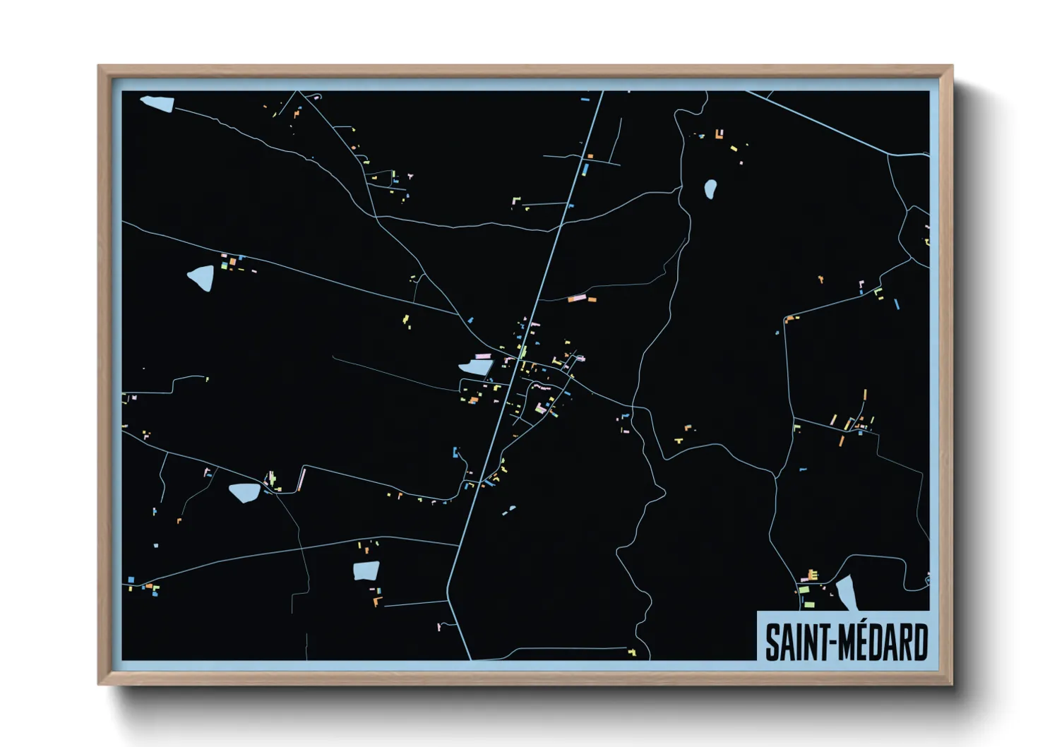 Une affiche de carte sur Saint-Médard