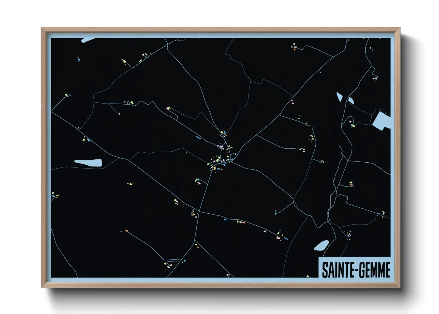 Une affiche de carte sur Sainte-Gemme
