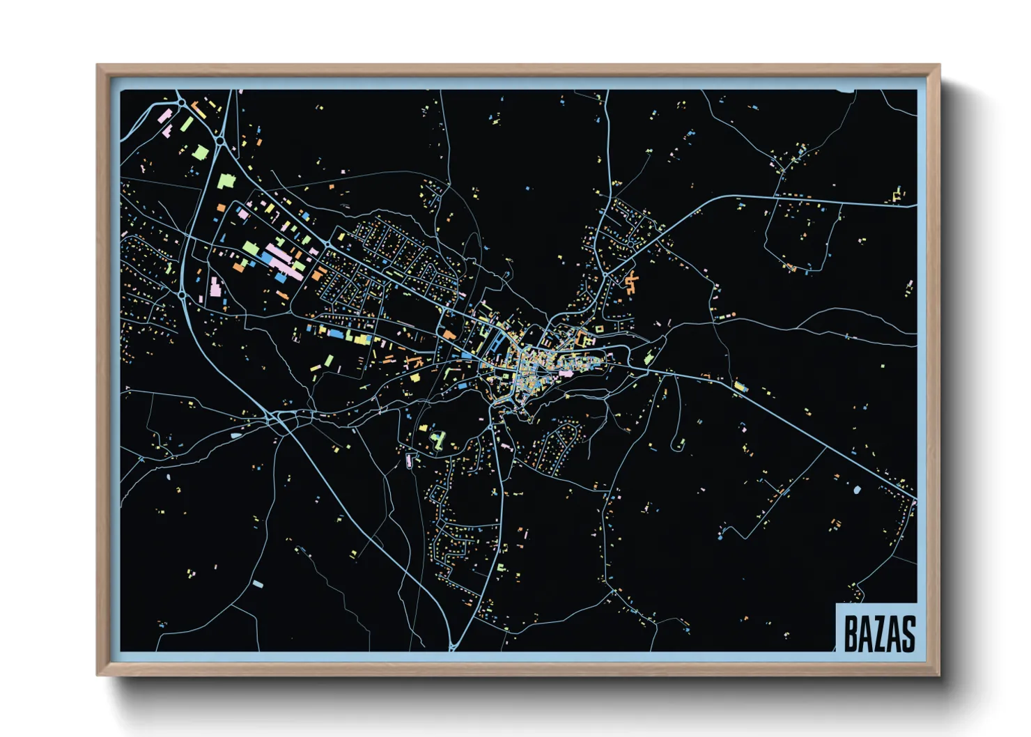 Une affiche de carte sur Bazas