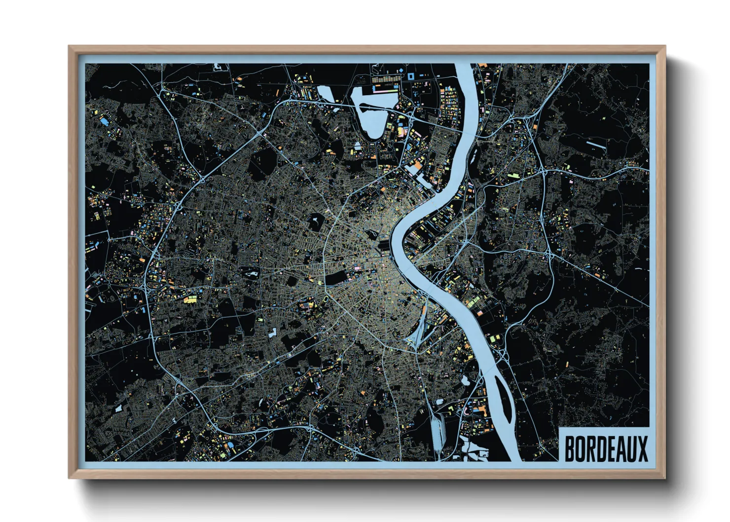Une affiche de carte sur Bordeaux