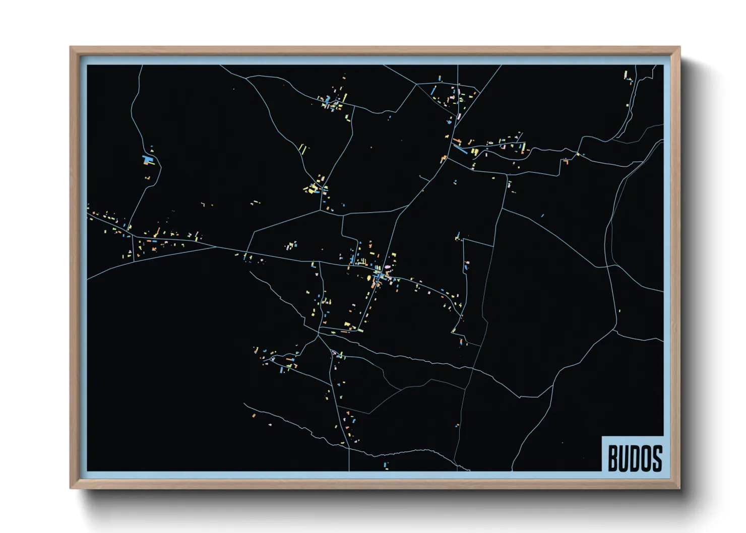 Une affiche de carte sur Budos