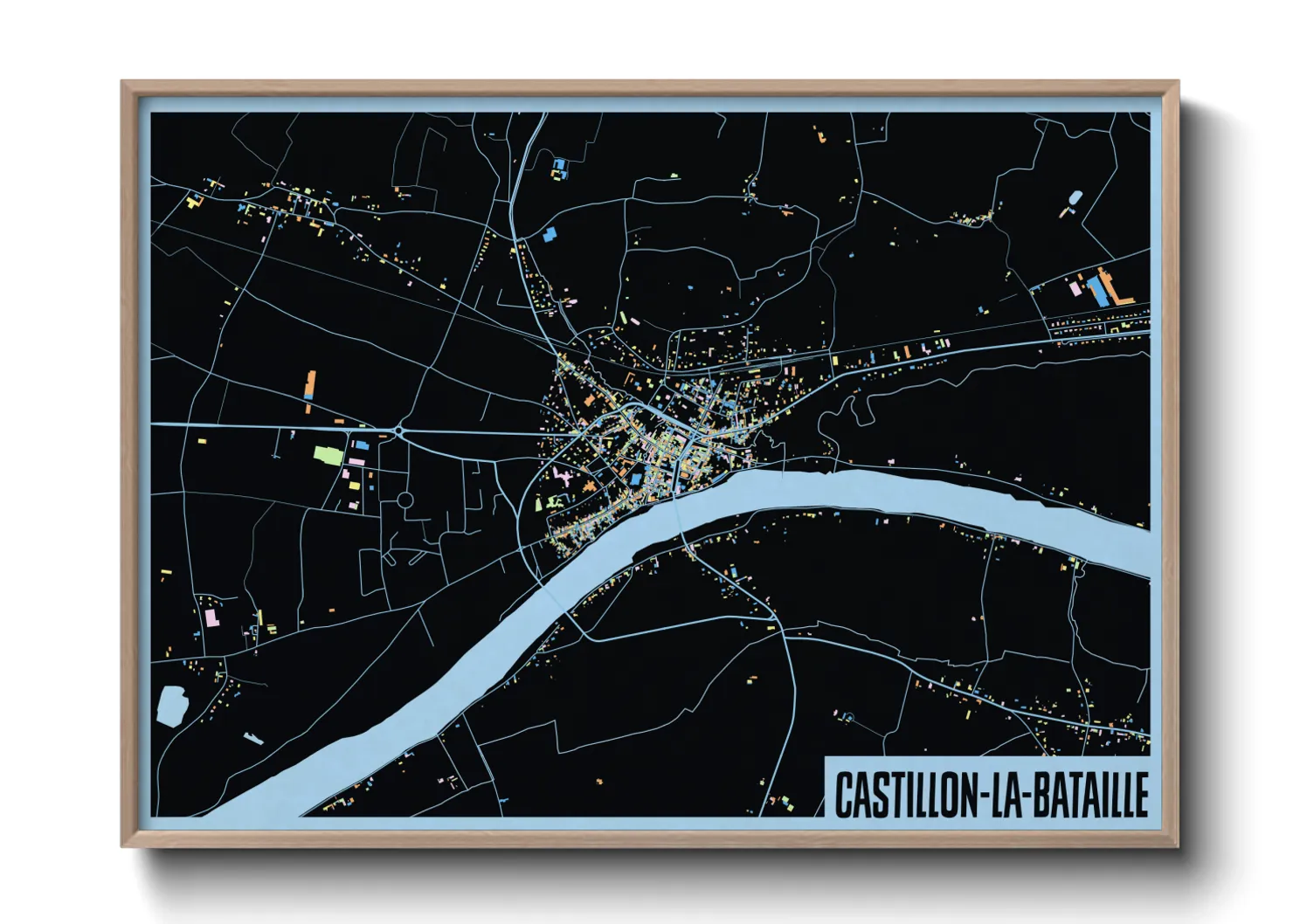 Une affiche de carte sur Castillon-la-Bataille