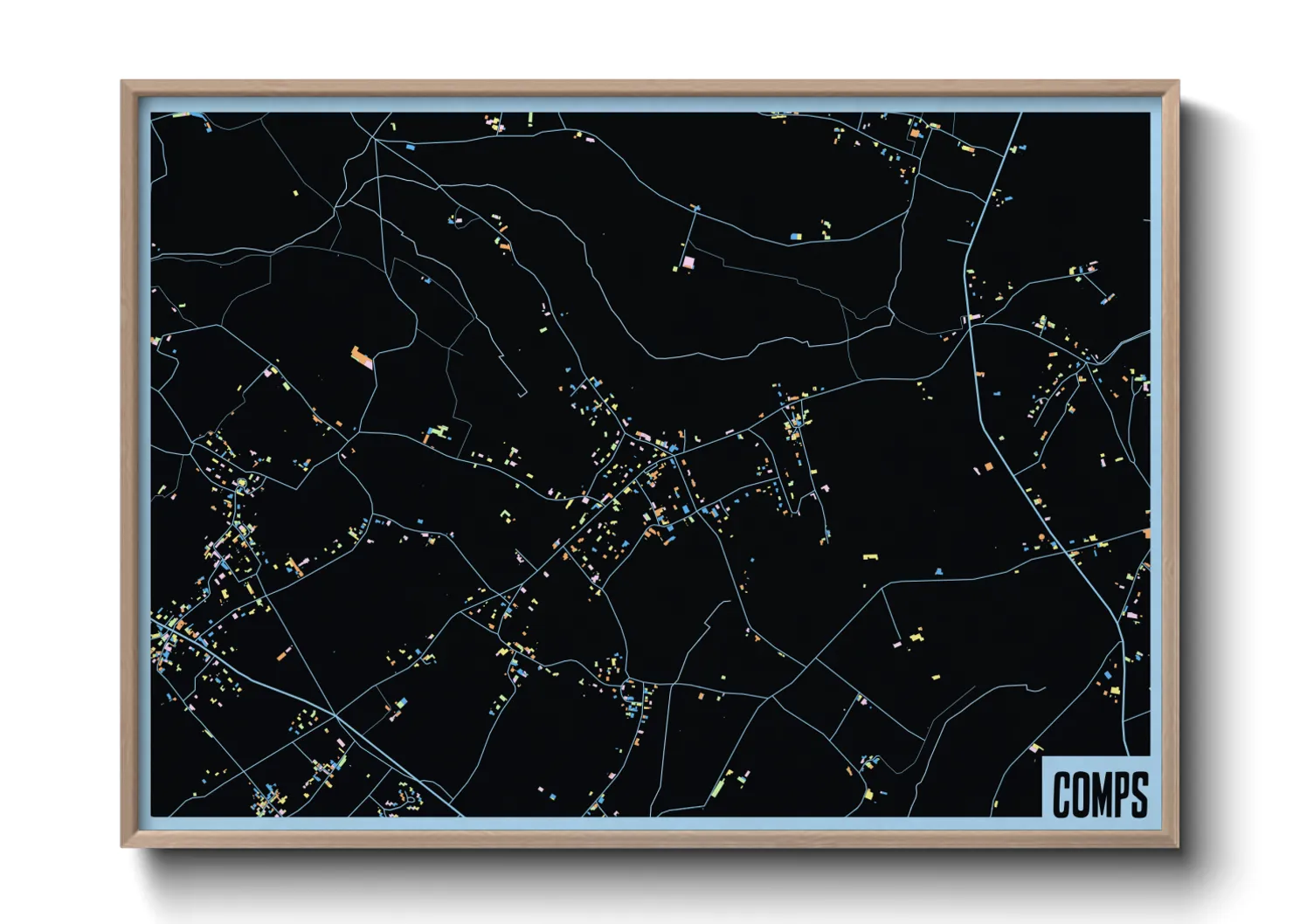 Une affiche de carte sur Comps