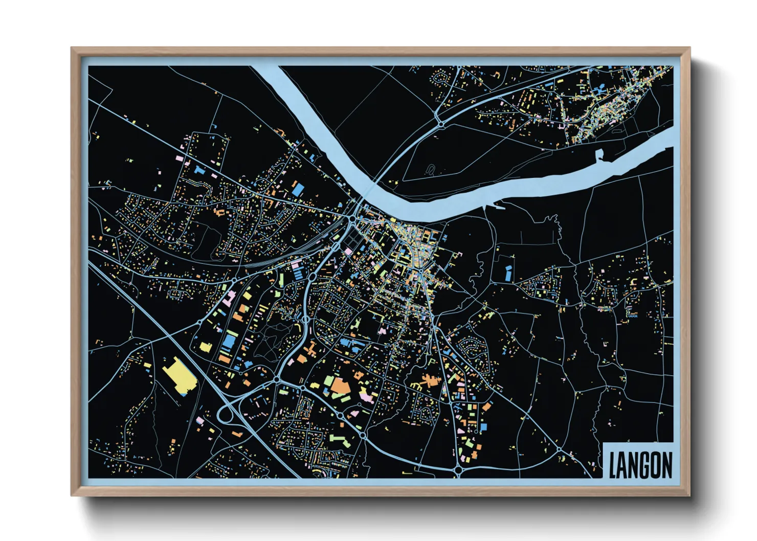 Une affiche de carte sur Langon