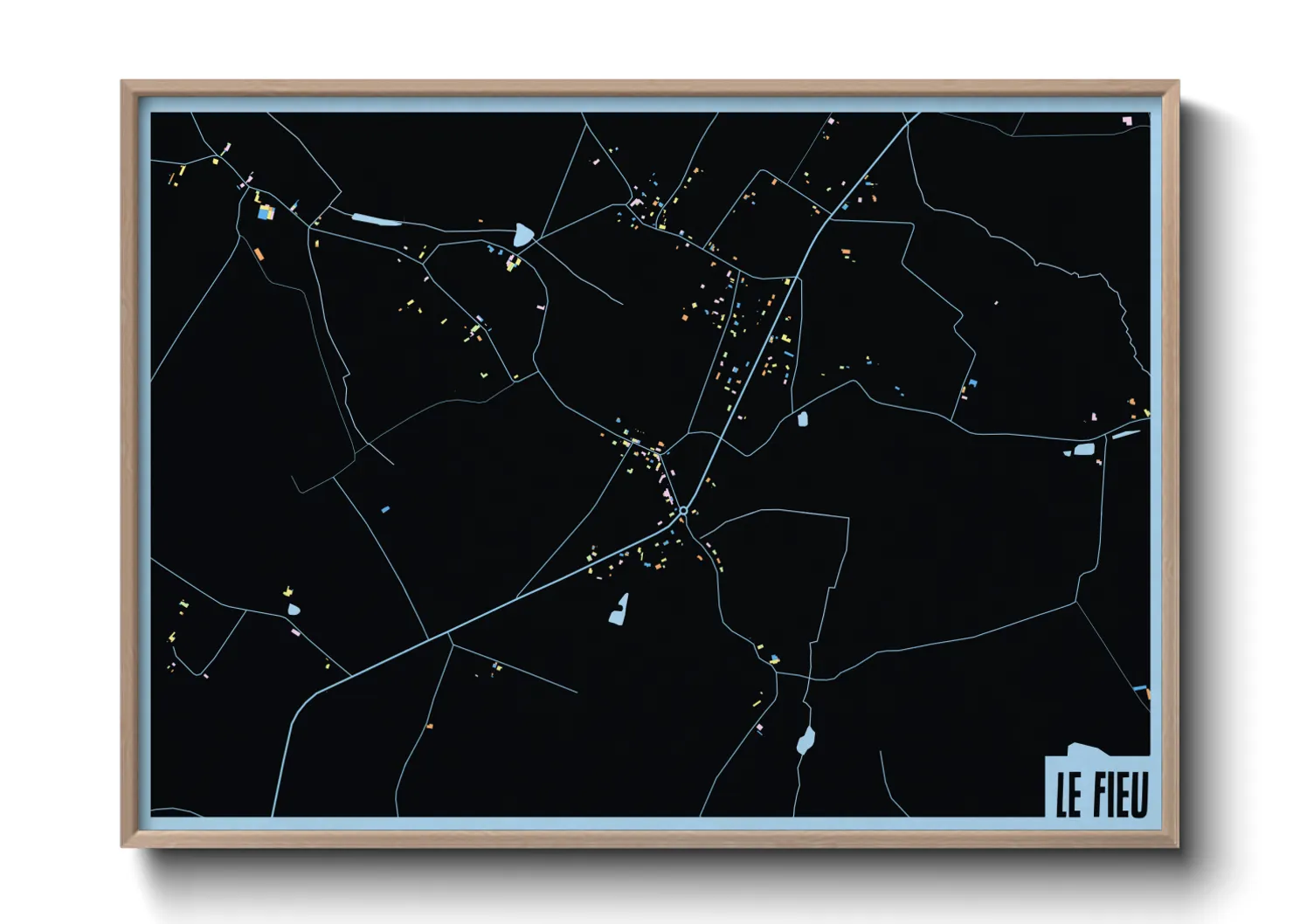 Une affiche de carte sur Le Fieu